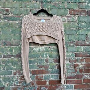 Anthropologie Tan Shrug with Cable Knit Design